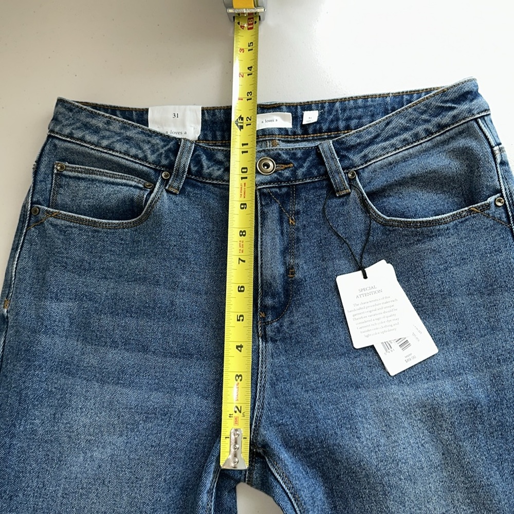 NWT Elegant High Rise Extreme Flare Dark Blue Jeans by A LOVES A Size 31 - Picture 8 of 15